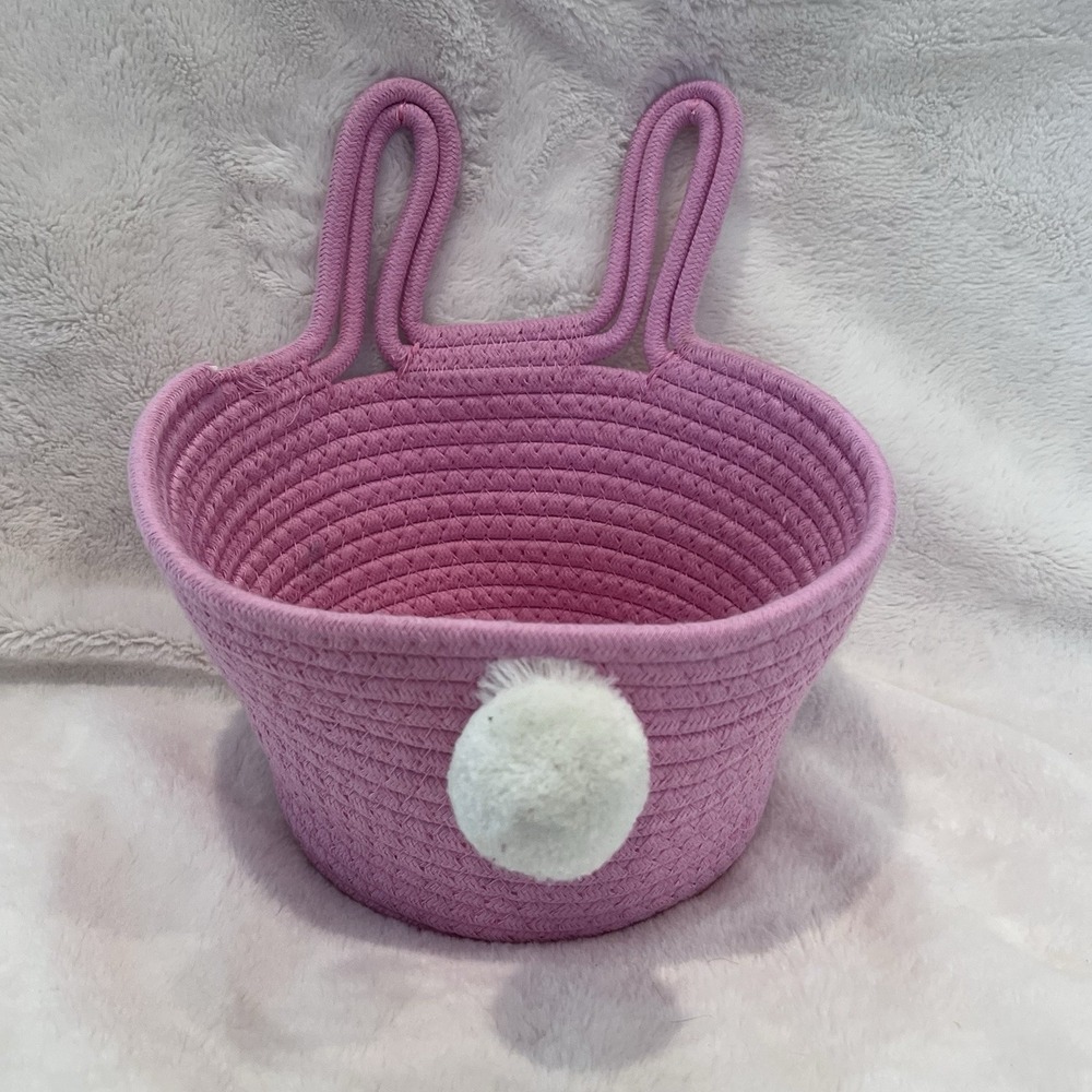Bunny Themed Pink Basket Decor Decorative‎  - No Handle -  GOOD CONDITION